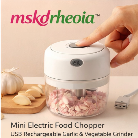 mskdrheoia™ Mini Electric Food Chopper – USB Rechargeable Grinder